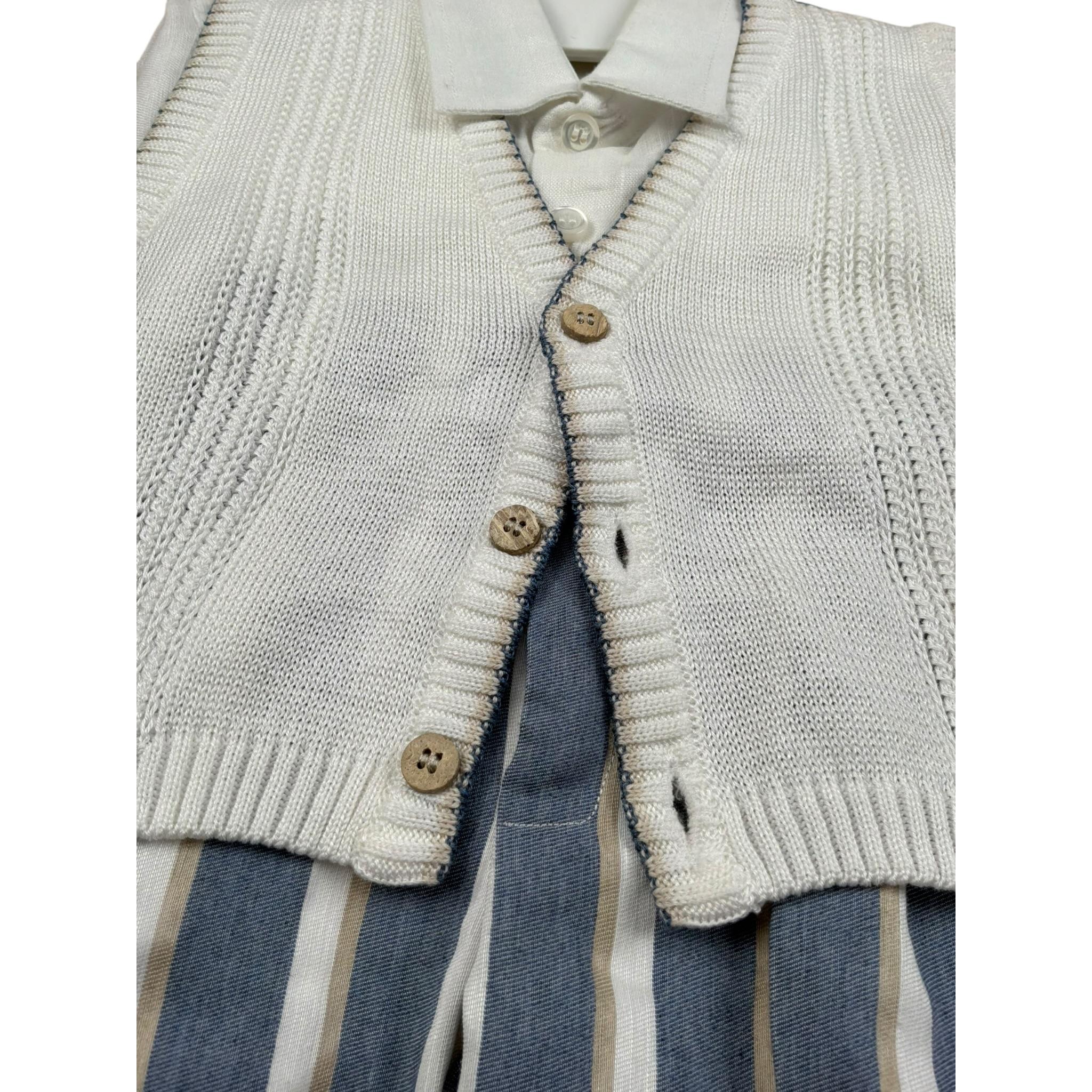 Marlu' Completo 2 Pezzi Gilet-Camicia-Pantalone per Neonato ET21160 PANNA MARLU' 