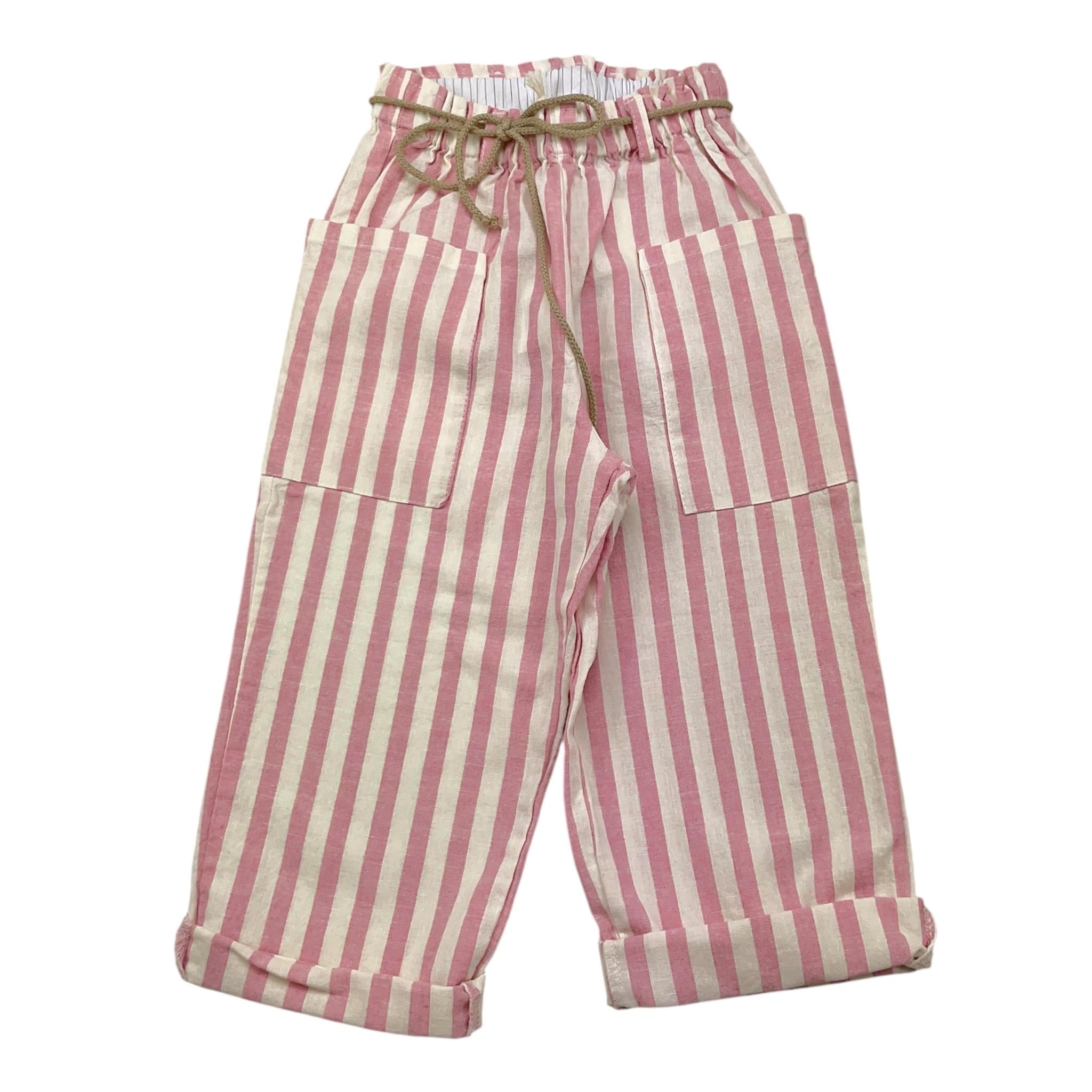 Babe & Tess Pantalone Bicolore con Fantasia A Righe per Bambina 04518085 BIANCO/ROSA BABE & TESS 
