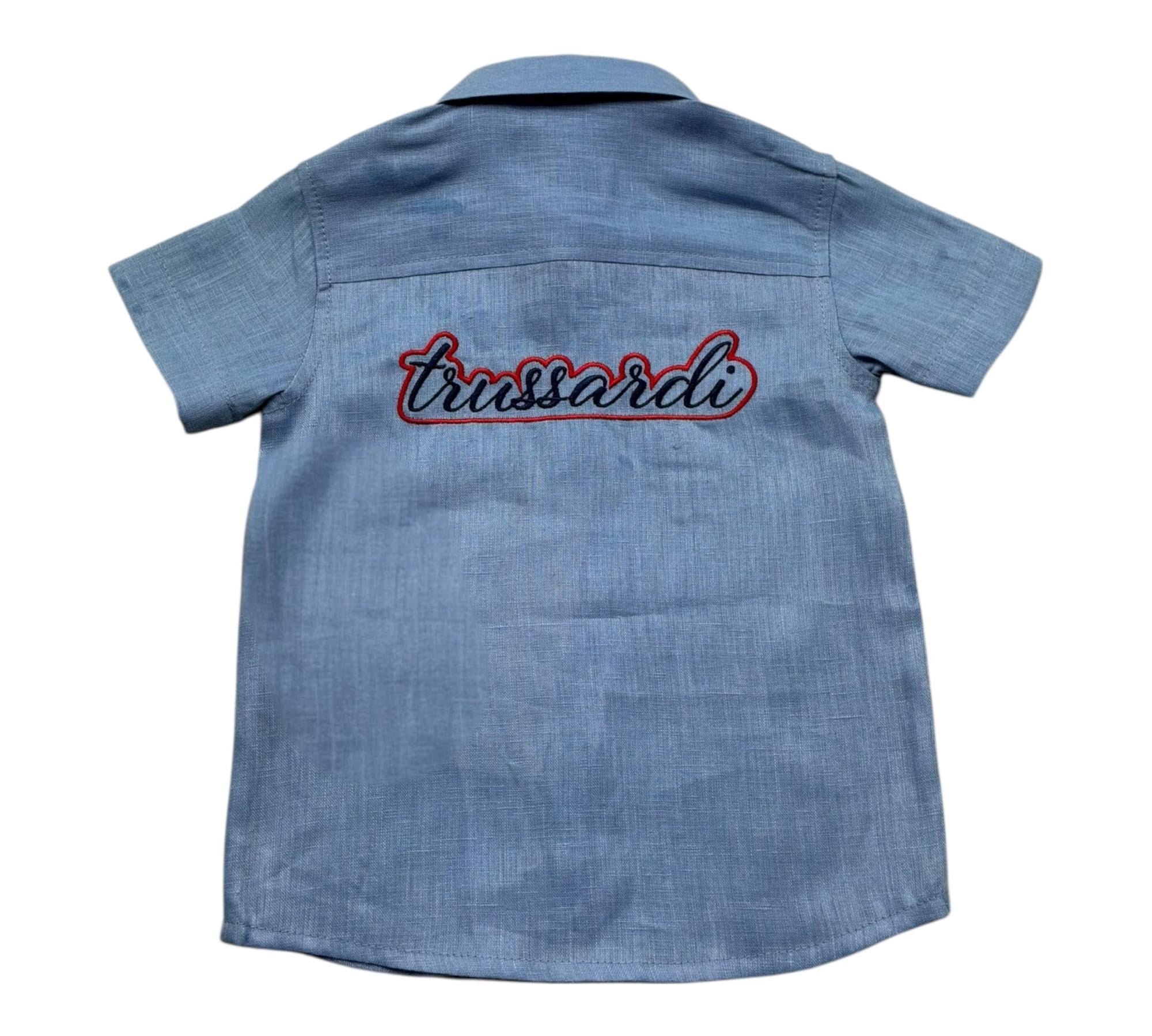Trussardi Camicia Mezza Manica Tinta Unita con Taschino per Neonato TIP26104CA AZZURRO TRUSSARDI 