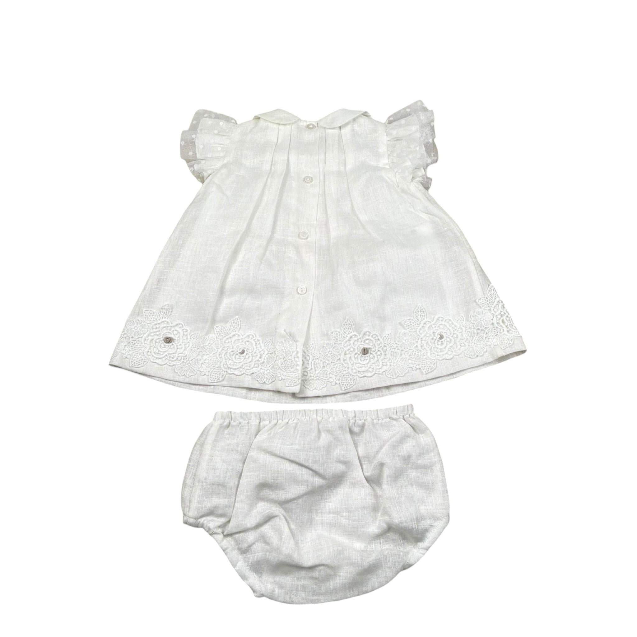 Marlu' Abito Mezza Manica Tinta Unita con Culotte per Neonata EP1217MUX BIANCO MARLU' 