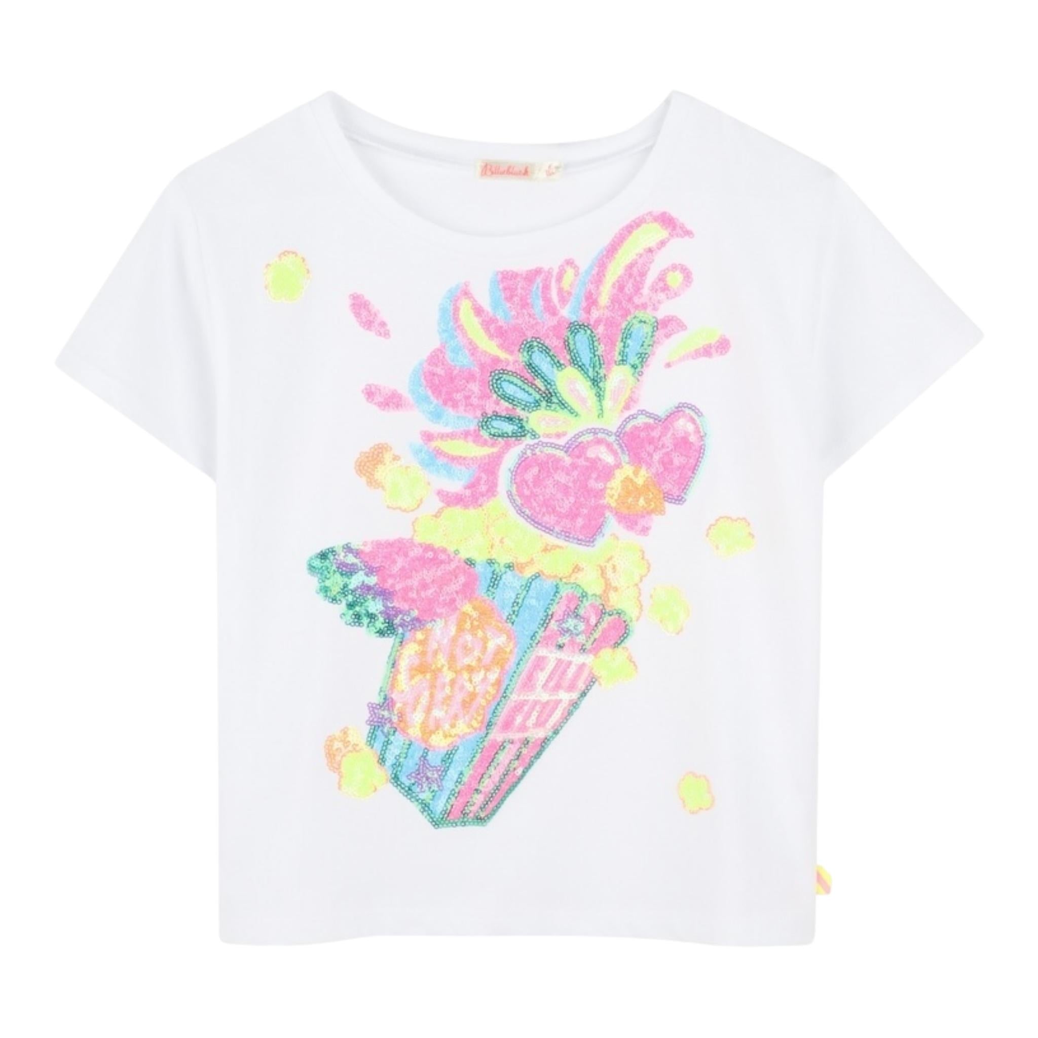 Billieblush T-Shirt Tinta Unita con Brillantini per Bambina U20924 BIANCO BillIEBLUSH 