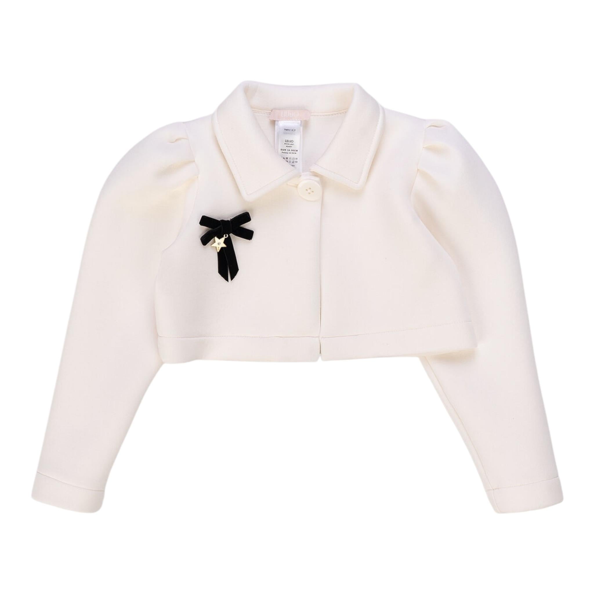 LIU JO giacca tinta unita modello crop con fiocco in contrasto Panna per Bambina KF4139 PANNA LIU JO 