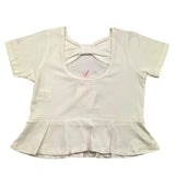 Vicolo T-Shirt Girocollo Tinta Unita Cn Scollo Posteriore Panna Per Bambina