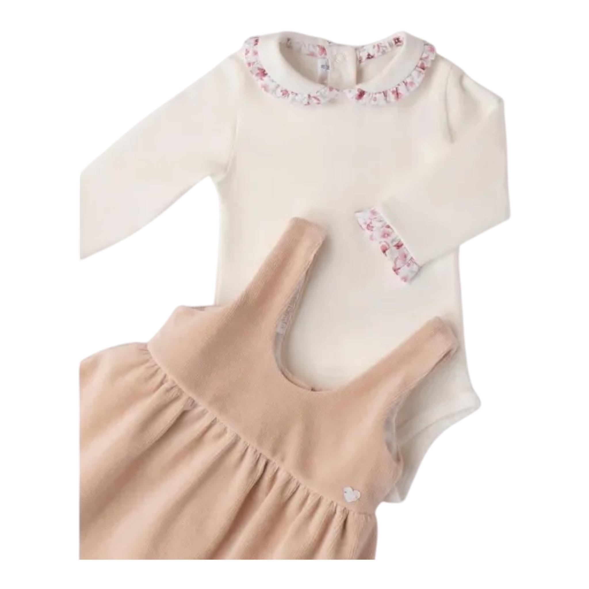 MINI BANDA completo 2pz salopette-body bicolore Bianco/beige per Neonata 3A792 BIANCO/BEIGE MINI BANDA 