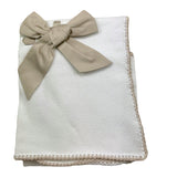 Colibri Coperta Tinta Unita con Ricami E Fiocco per Neonata 8COPASQ2 BIANCO COLIBRI 