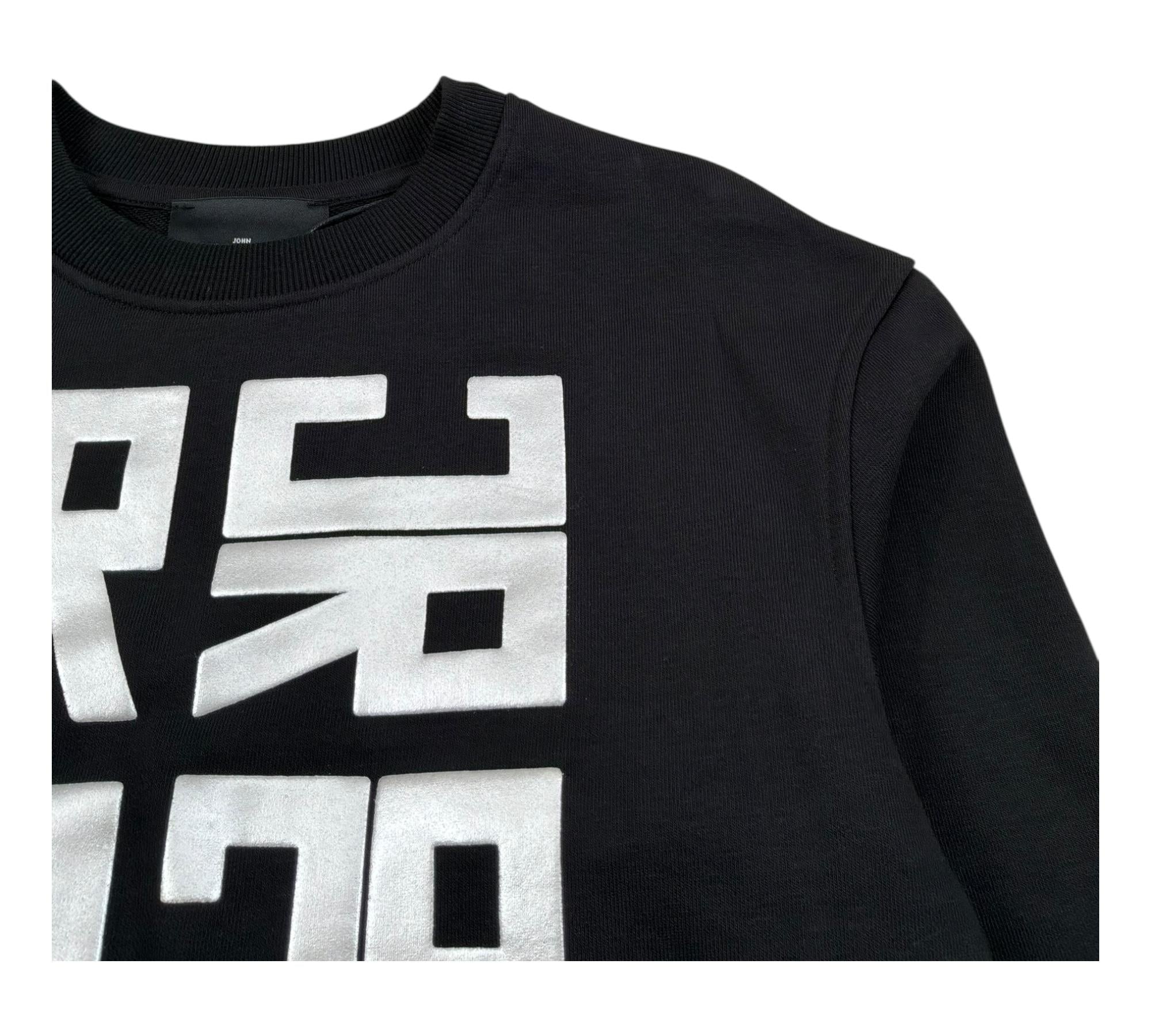 John Richmond Felpa Chiusa Girocollo Tinta Unita con Stampa per Bambino RBP26002FE NERO JOHN RICHMOND 