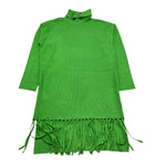 TO be too abito manica lunga tinta unita con frange Verde per Bambina TBT2453 VERDE TO be too 