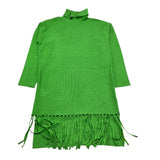 TO be too abito manica lunga tinta unita con frange Verde per Bambina TBT2453 VERDE TO be too 