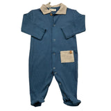Wedoble Tutina Manica Lunga Tinta Unita Con Colletto In Contrasto Blu Per Neonato