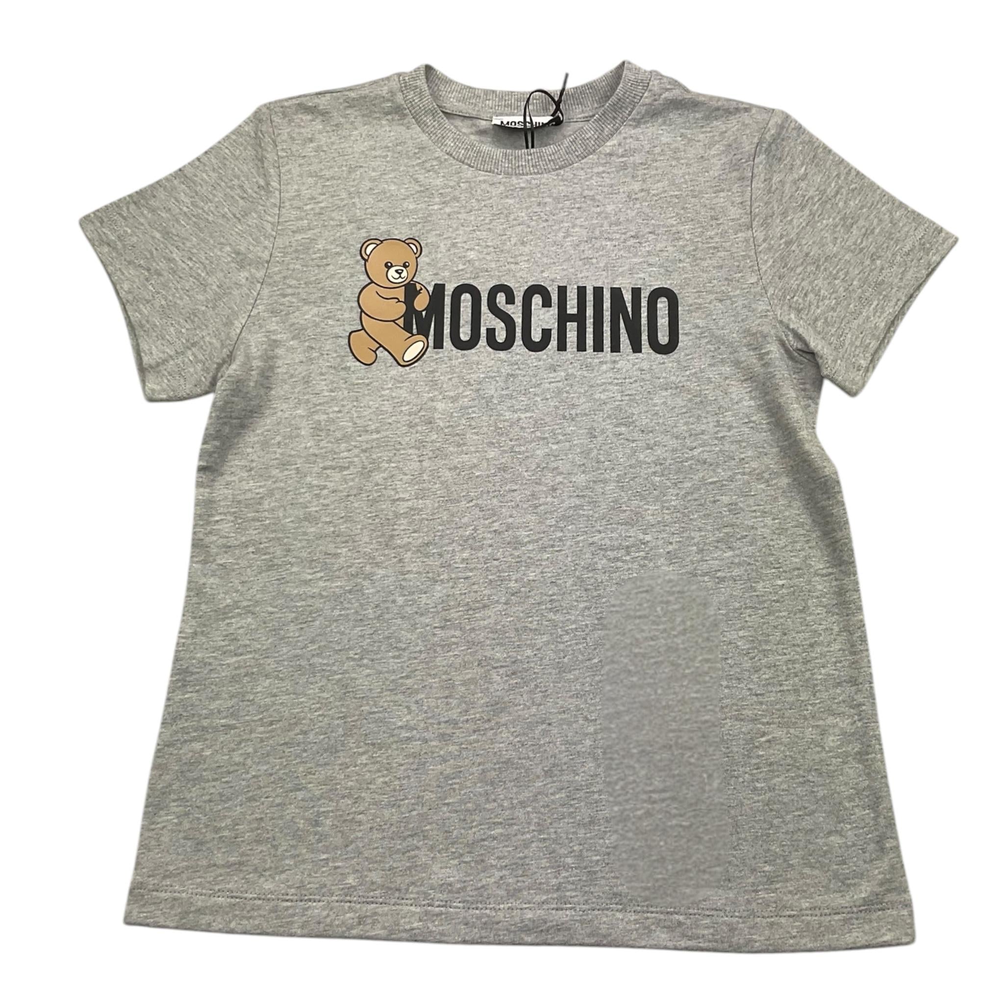 MOSCHINO t-shirt girocollo tinta unita con stampa Grigio per Bambino HPM058 GRIGIO MOSCHINO 