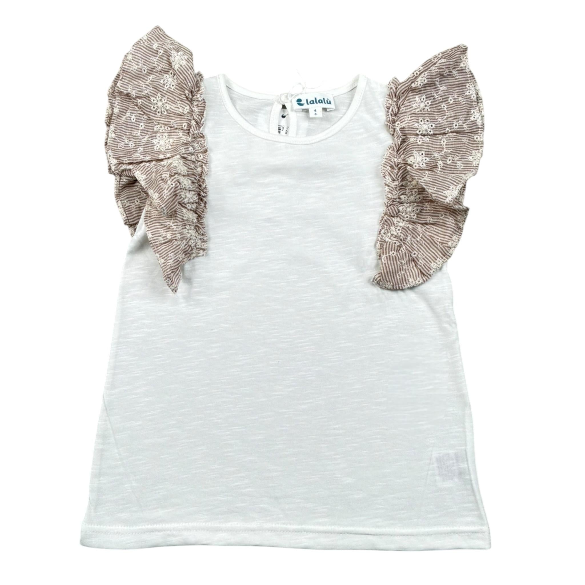 Lalalu' T-Shirt tinta unita con Balze Bianco per Neonata TSL70PBN BIANCO LALALU' 