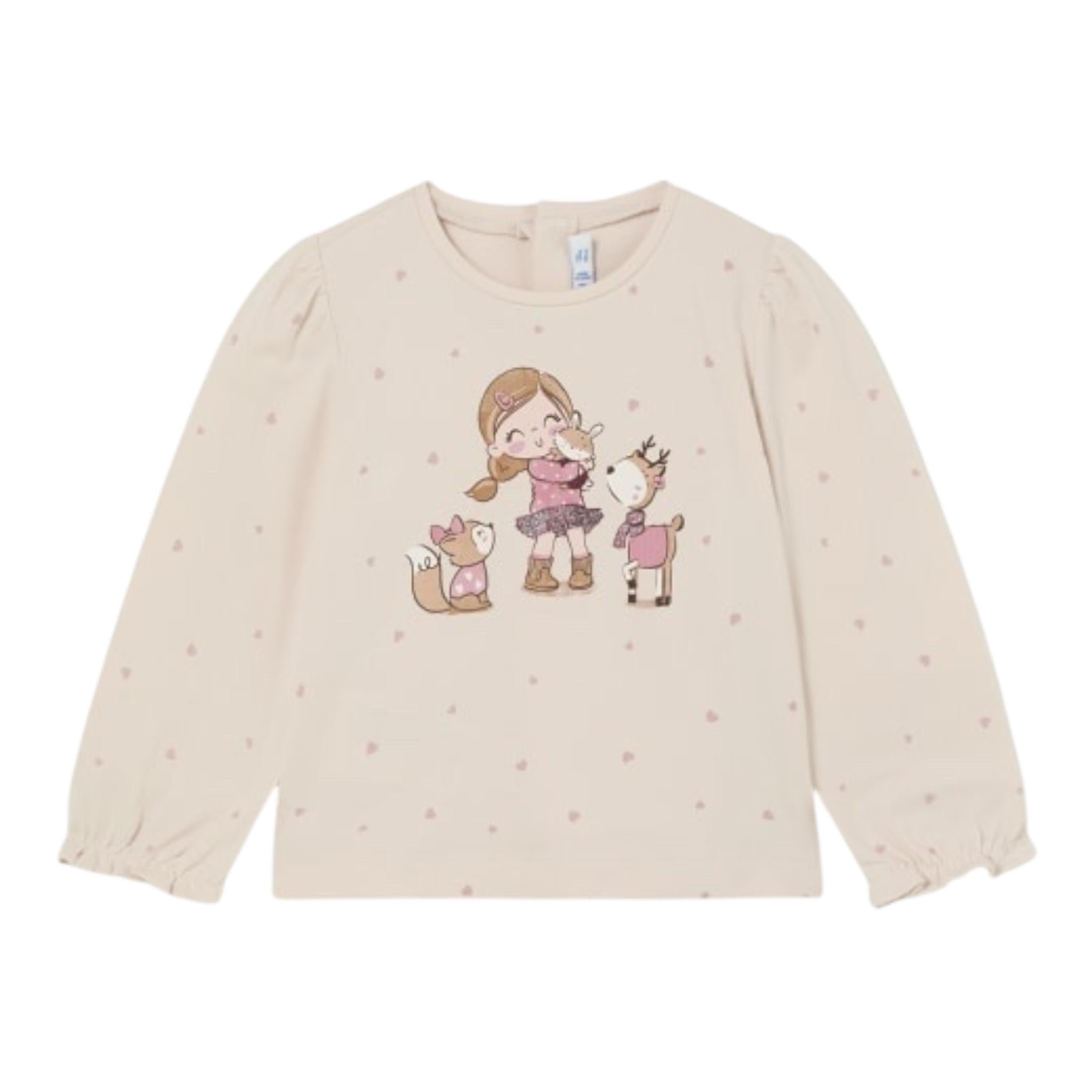 MAYORAL shirt girocollo tinta unita con stampa Beige per Neonata 2049X BEIGE MAYORAL 