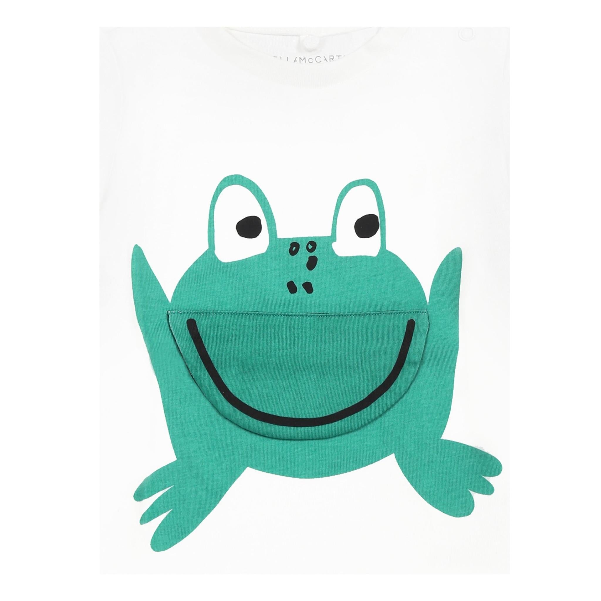 Stella Mccartney T-Shirt Girocollo Tinta Unita con Stampe Rana per Neonato TW8541 BIANCO STELLA McCARTNEY 