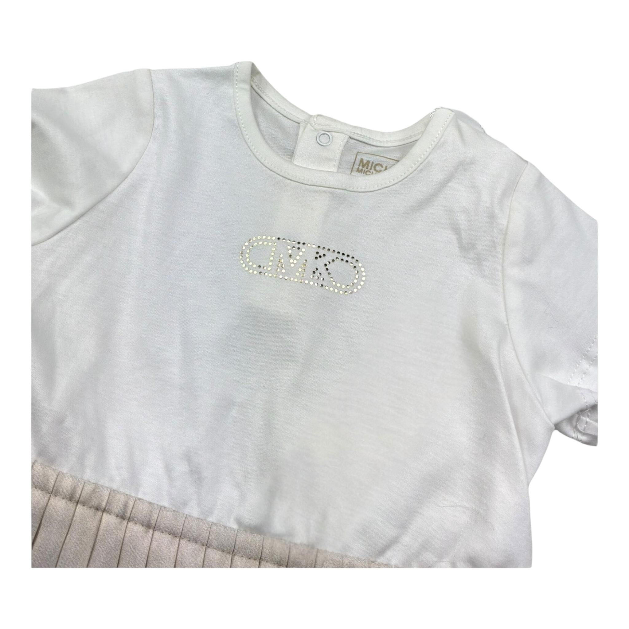 Michael Kors Abito Mezza Manica con Gonna In Contrasto per Neonata R30308 BIANCO MICHAEL KORS 