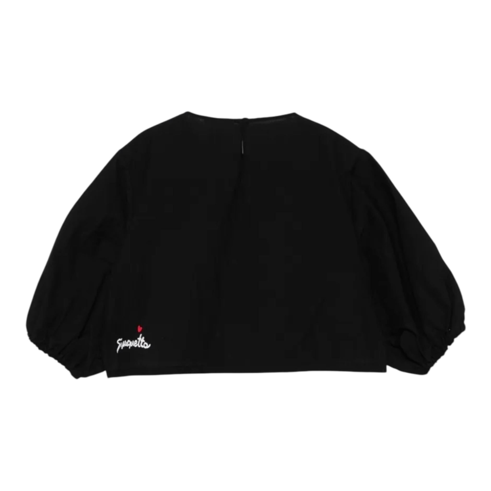 Simonetta Camicia Tinta Unita con Logo per Bambina SW5A03 NERO SIMONETTA 