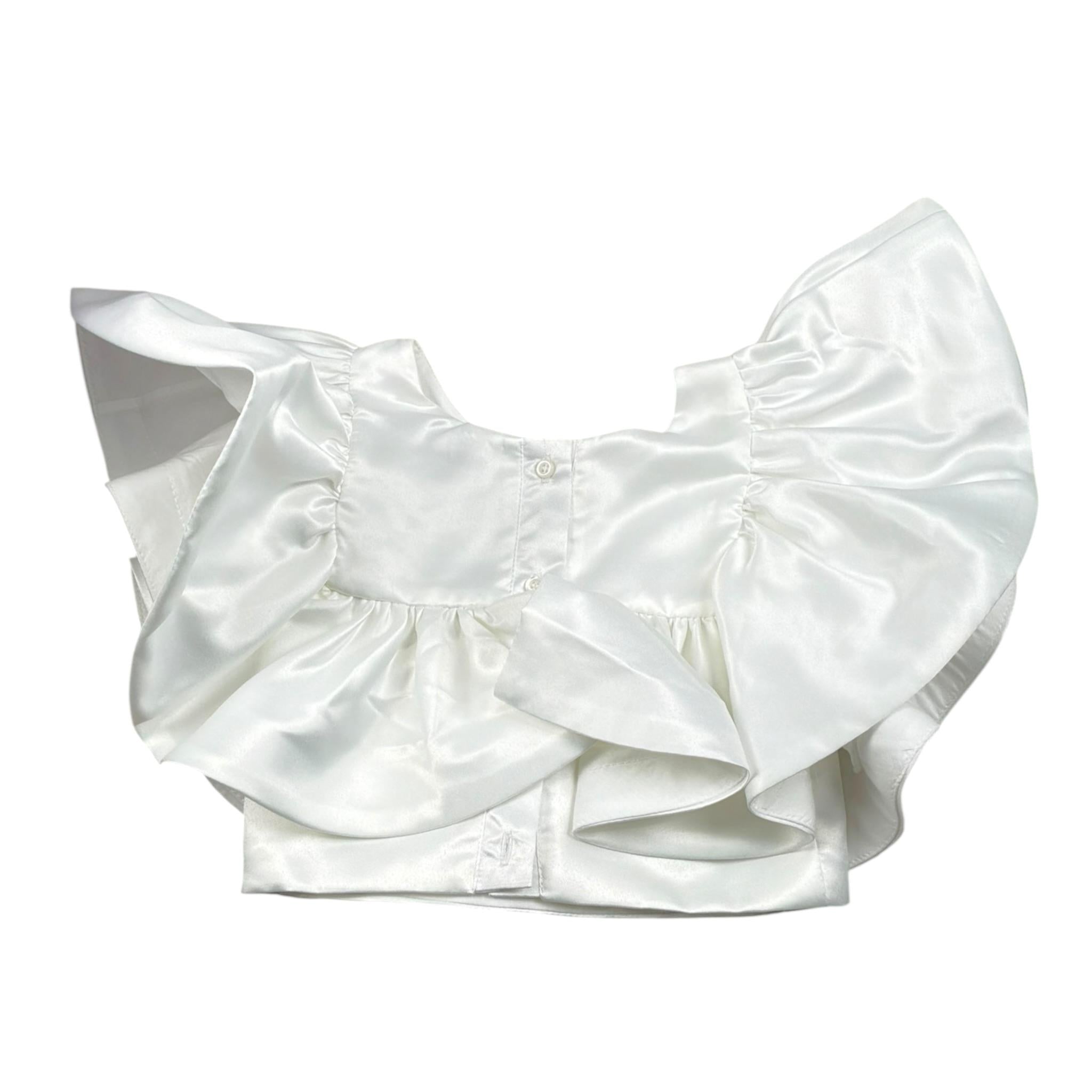 Magil Top Tinta Unita con Balze per Bambina FN21043 BIANCO MAGIL 