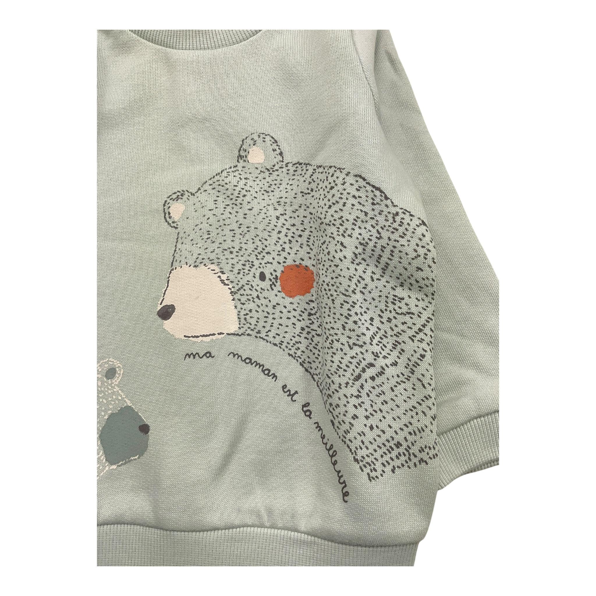 YATSI BABY completo felpa girocollo tinta unita con stampa-pantalone Verde acqua per Neonato 24433530 VERDE ACQUA YATSI BABY 