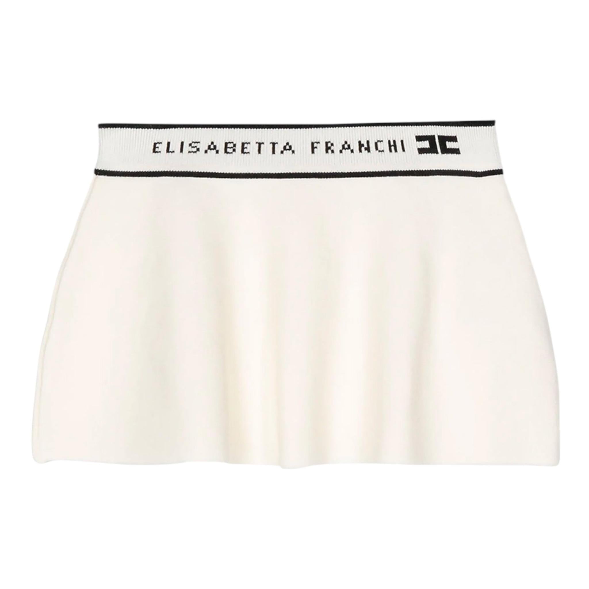 ELISABETTA FRANCHI gonna tinta unita con elastico in vita logato Panna per Bambina EGG042 PANNA ELISABETTA FRANCHI 