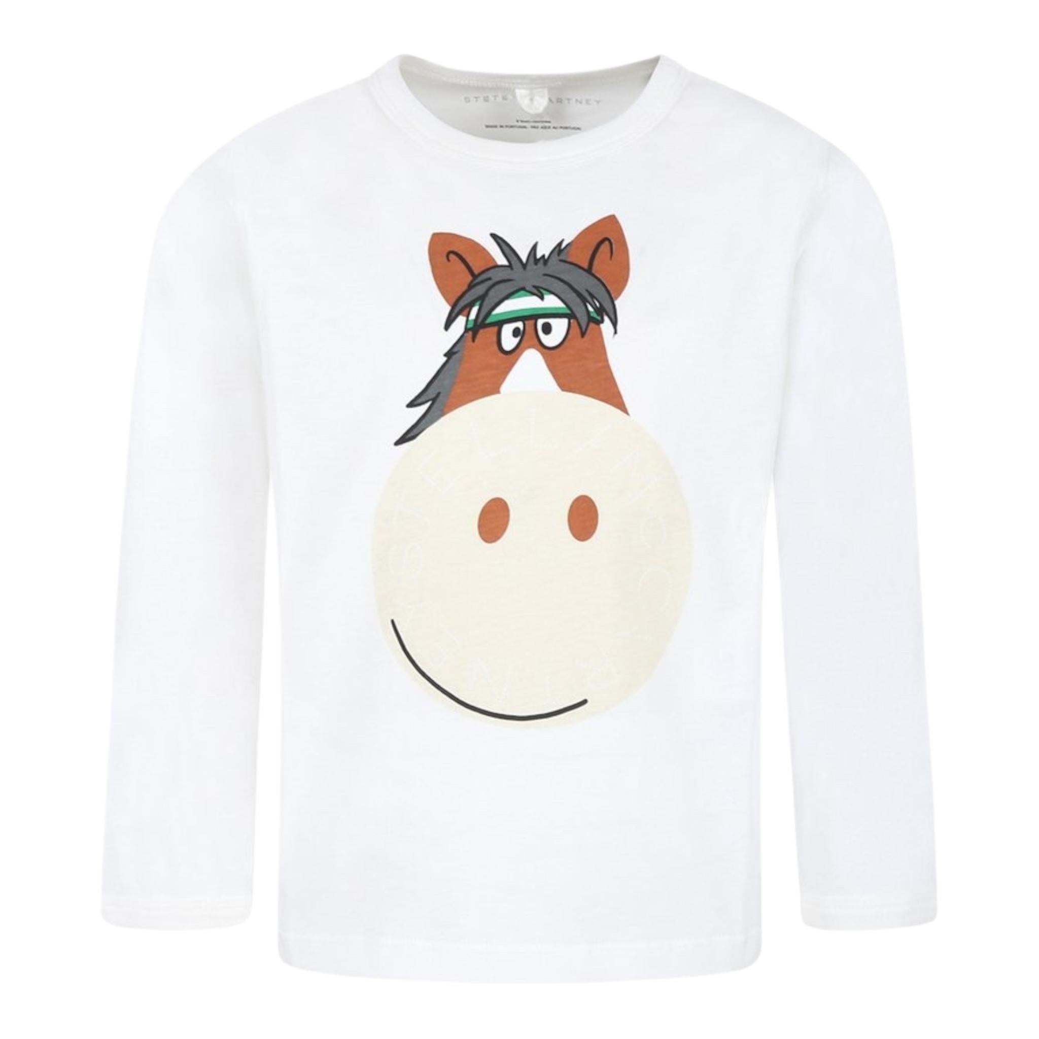 STELLA McCARTNEY shirt girocollo tinta unita con stampa in contrasto Panna per Neonato TV8R90 PANNA STELLA McCARTNEY 