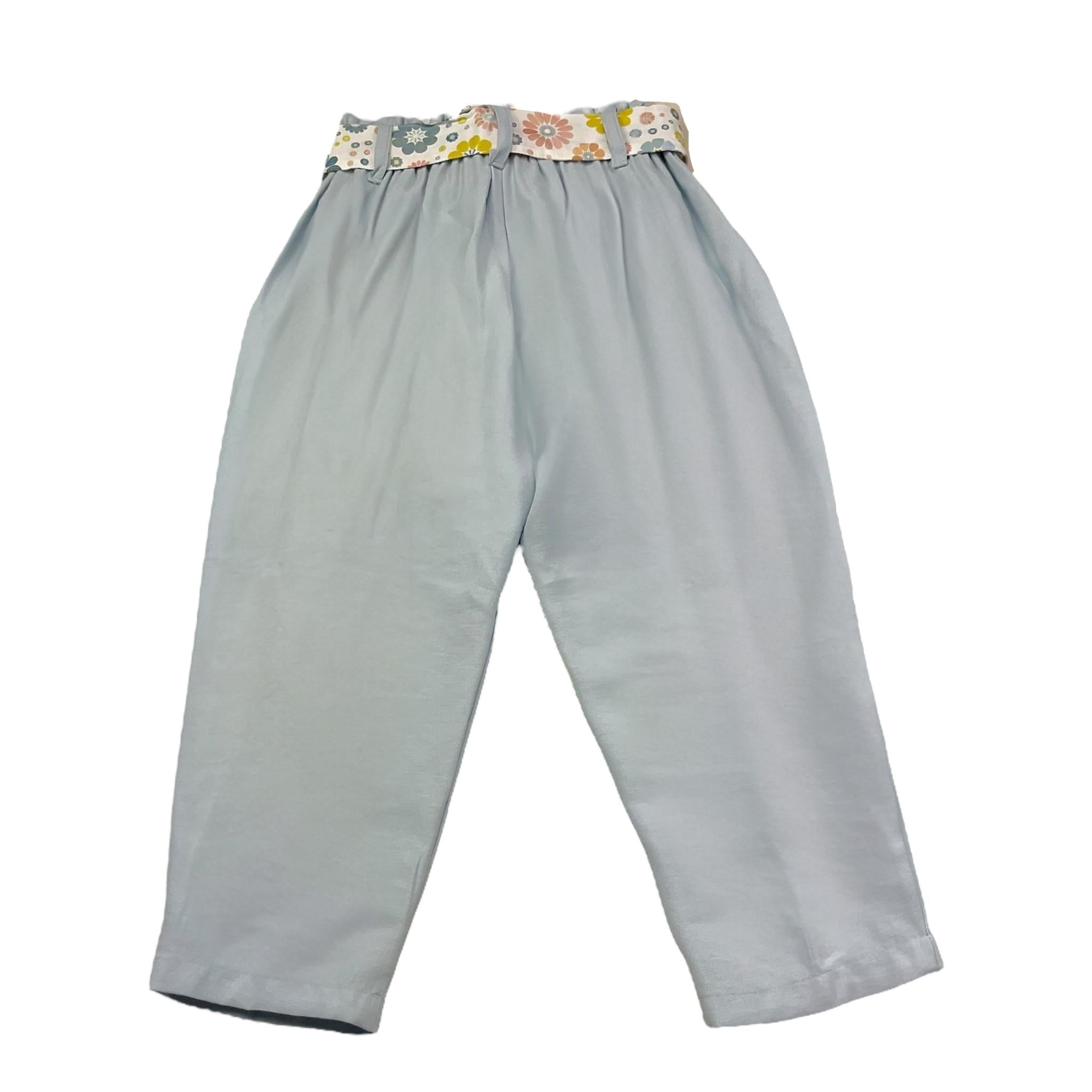 Janice Pantalone Tinta Unita con Cintura per Bambina JN444B AZZURRO JANICE 