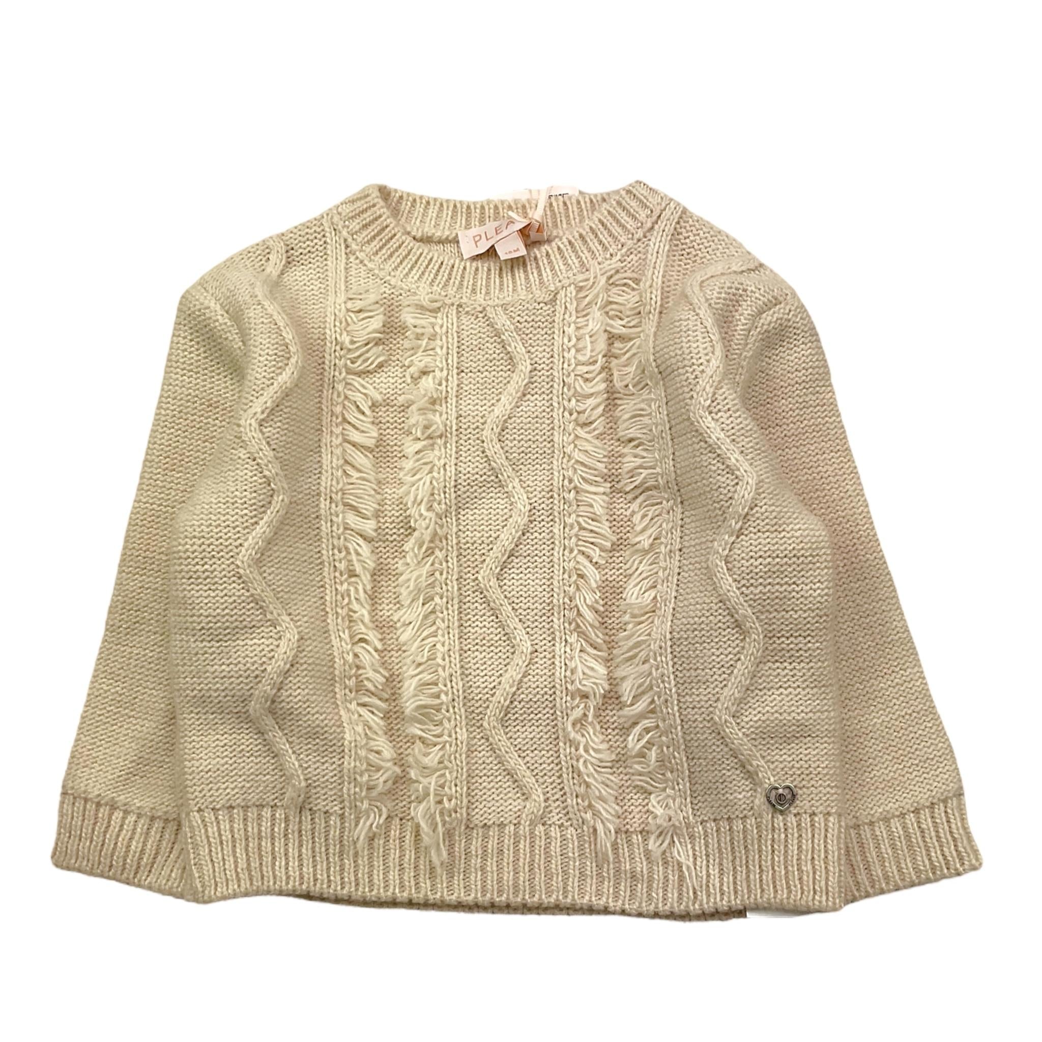 PLEASE maglia girocollo tinta unita con frange Beige per Bambina NB77230G65 BEIGE PLEASE 