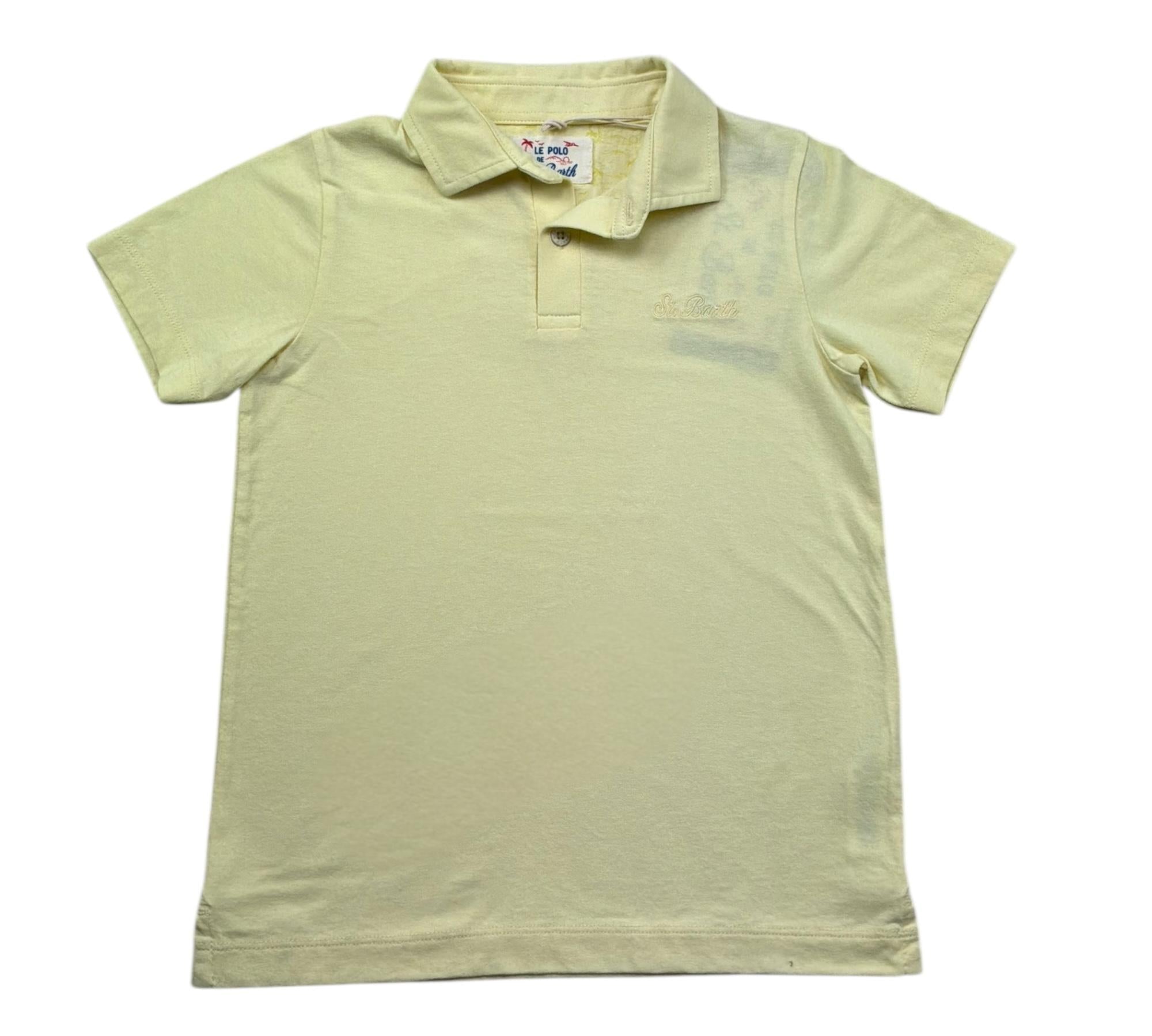 Saint Barth Polo Mezza Manica Tinta Unita con Ricami per Bambino BRIGHTON GIALLO SAINT BARTH 