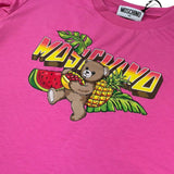 Moschino Abito Tinta Unita Mezza Manica con Stampa per Bambina HDV0HP FUXIA MOSCHINO 