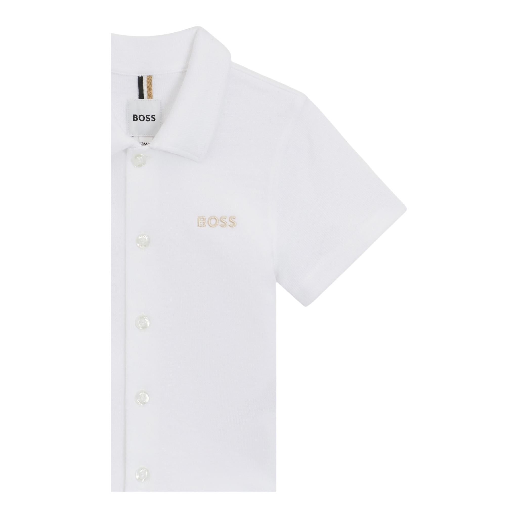 Boss Camicia Mezza Manica Tinta Unita per Bambino J52092XX BIANCO BOSS 