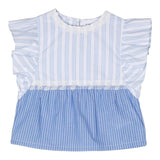 Ermanno Scervino Camicia Mezza Manica Fantasia A Righe Azzurro Per Bambina