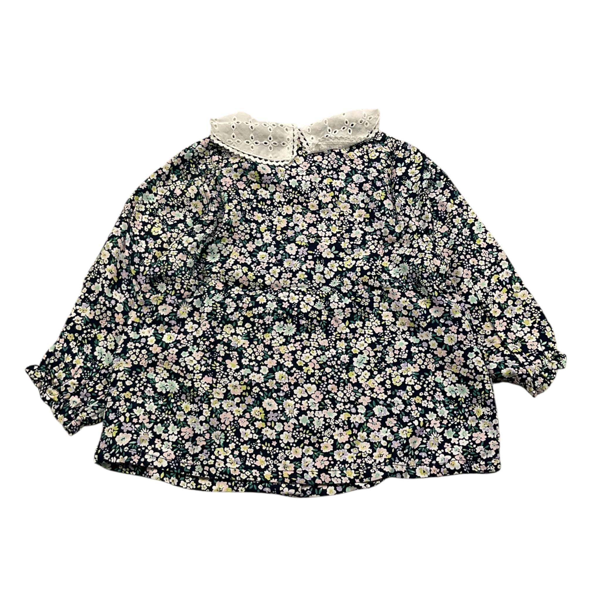 LOSAN camicia manica lunga tinta unita fantasia floreale Blu per Neonata 51030967006011 BLU LOSAN 