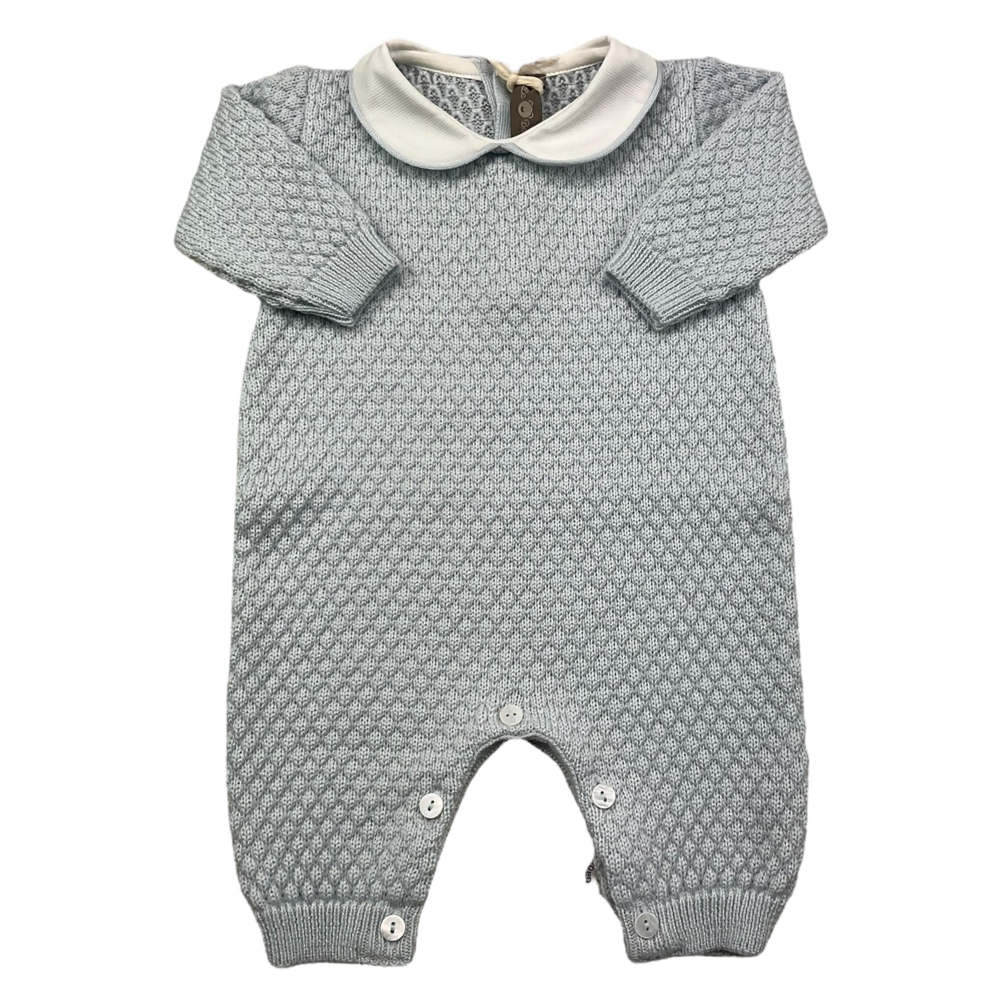 LITTLE BEAR tutina manica lunga tinta unita con colletto in contrasto Azzurro per Neonato 9101 AZZURRO LITTLE BEAR 
