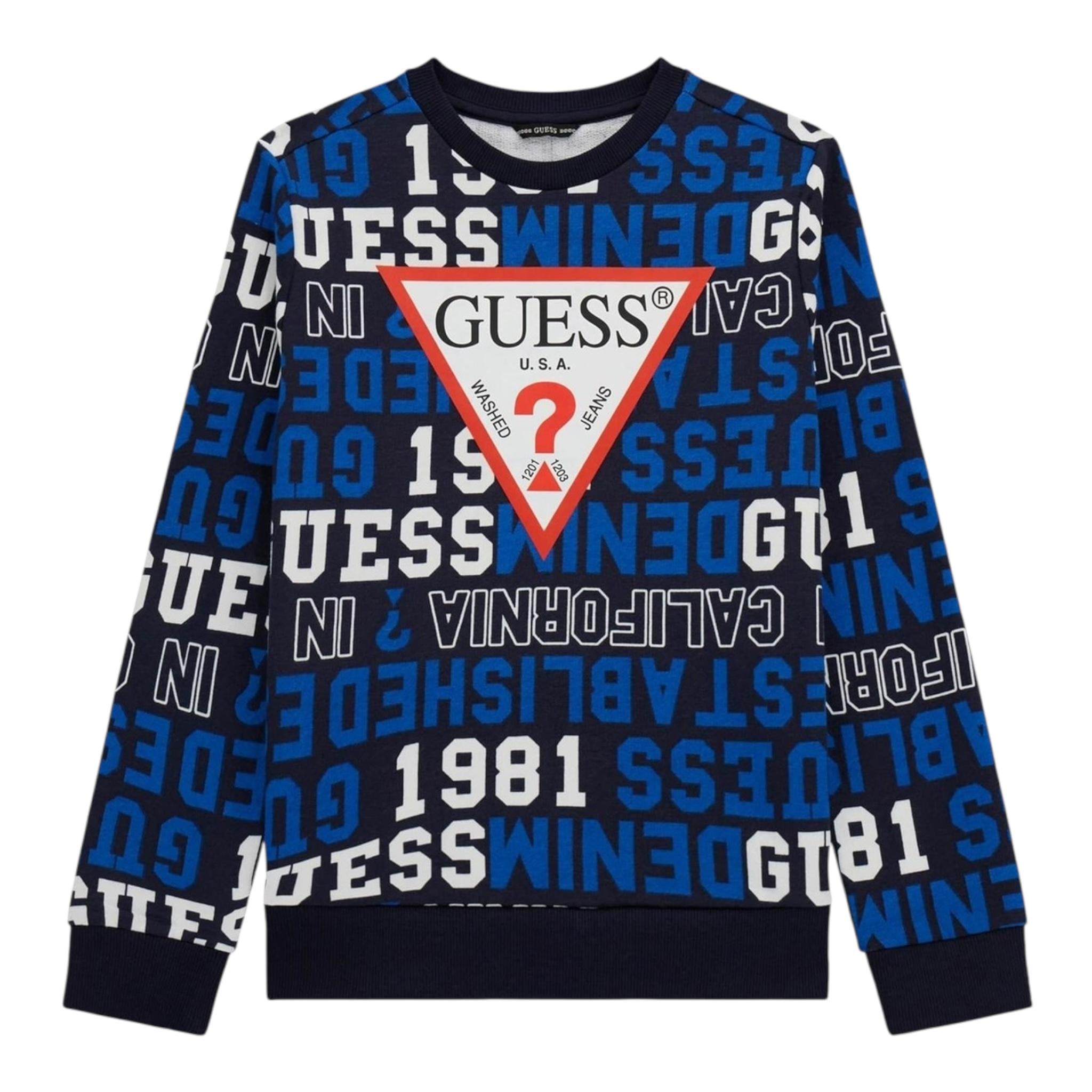 GUESS felpa chiusa girocollo stampa fantasia Blu per Neonato N4YQ02KA6R33 BLU GUESS 