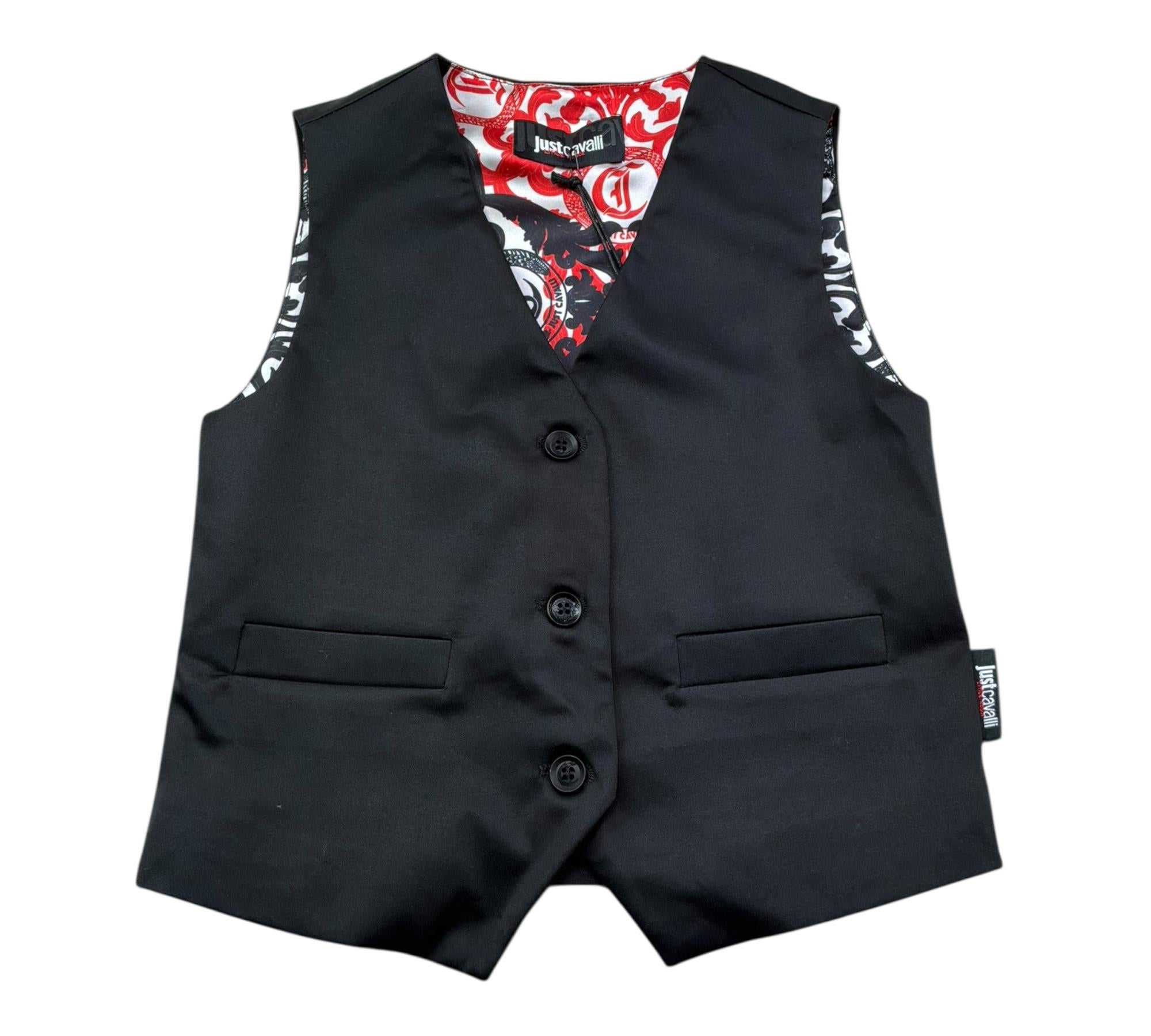 Just Cavalli Gilet Tinta Unita con Interno Stampa Fantasia per Bambino JBP26051GT NERO JUST CAVALLI 