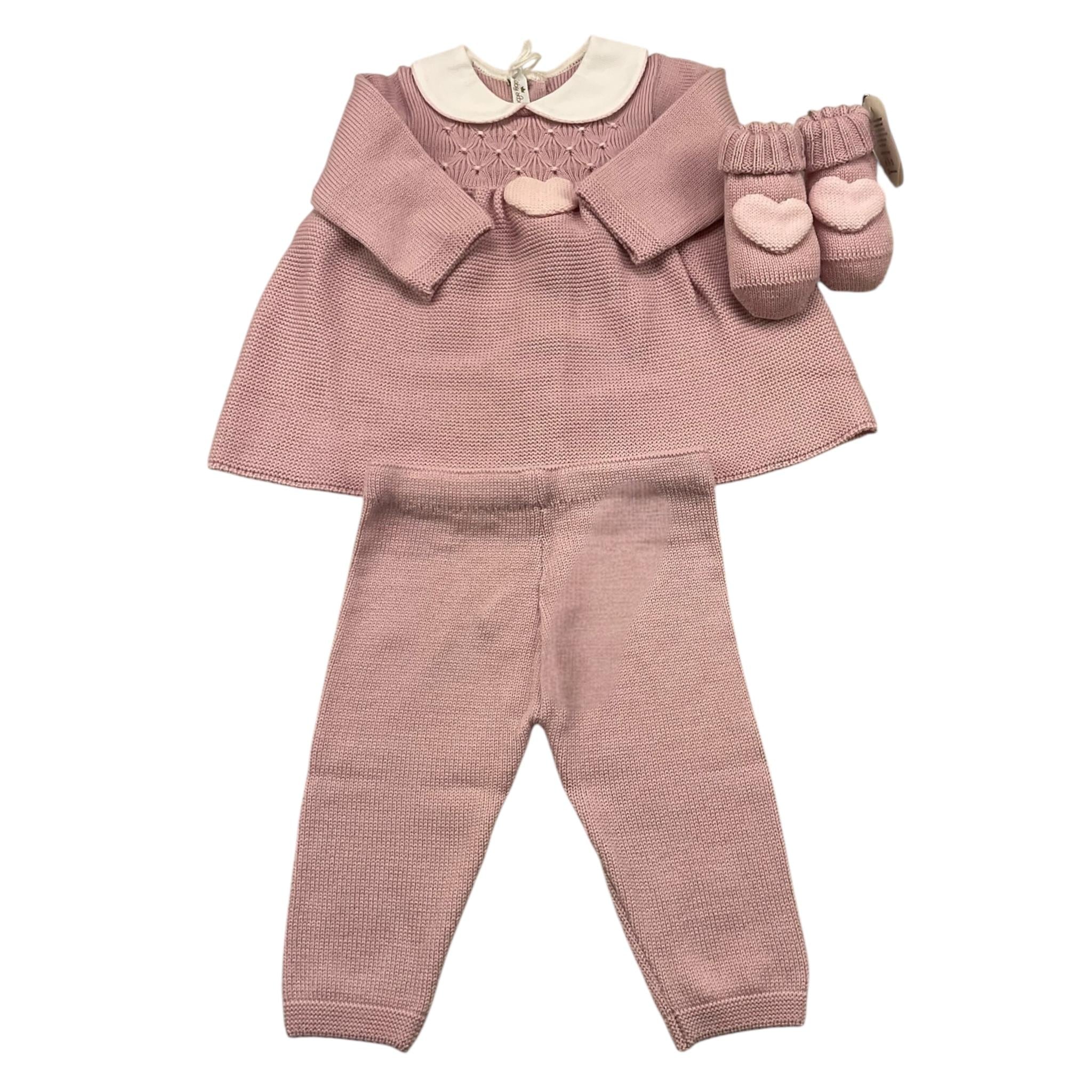 BABY LORD completo3 pezzi maglia-pantalone-babbucce Rosa per Neonata 410 ROSA BABY LORD 
