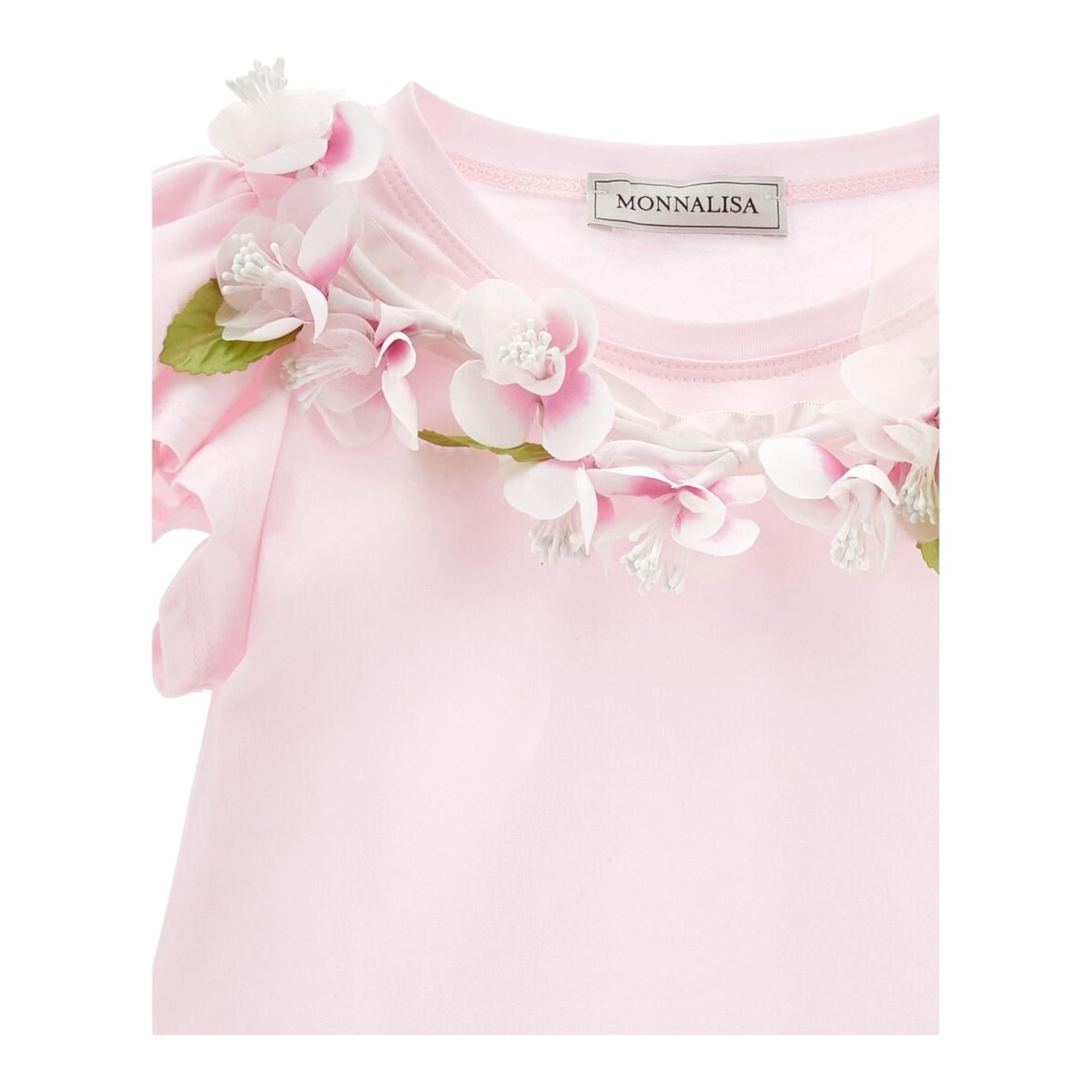 Monnalisa T-Shirt Girocollo Tinta Unita con Stampa per Bambina 11E613 ROSA MONNALISA 
