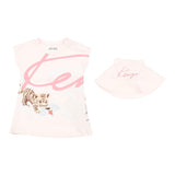 Kenzo Set Abito-Cappello Tinta Unita Rosa Per Neonata