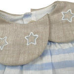 La Stupenderia Pagliaccetto Bicolore con Colletto E Fantasia A Righe per Neonata TBPG500 BIANCO/AZZURRO LA STUPENDERIA 