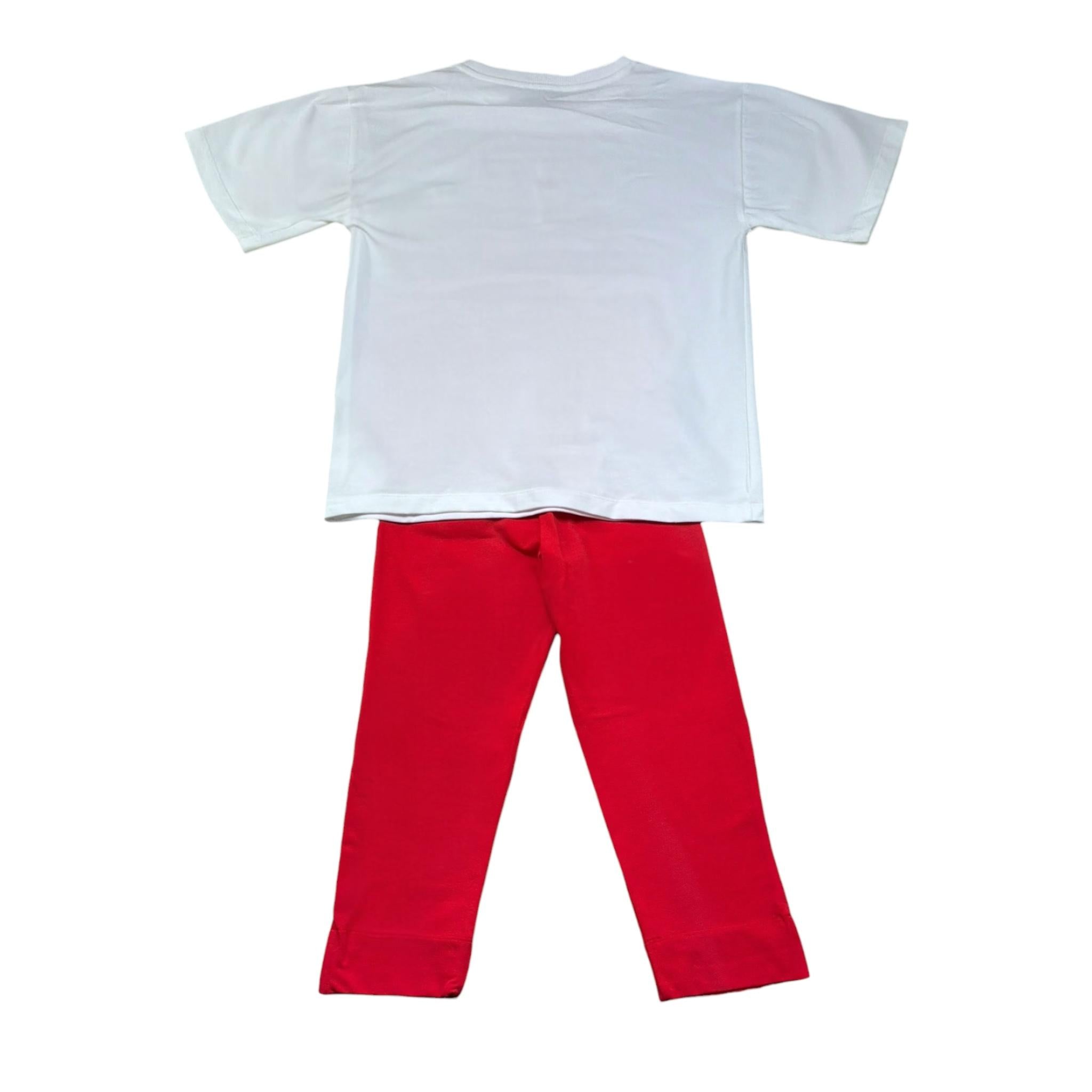 Moschino Completo 2 Pezzi T-Shirt-Leggins Bicolore per Bambina HCG00D BIANCO/ROSSO MOSCHINO 