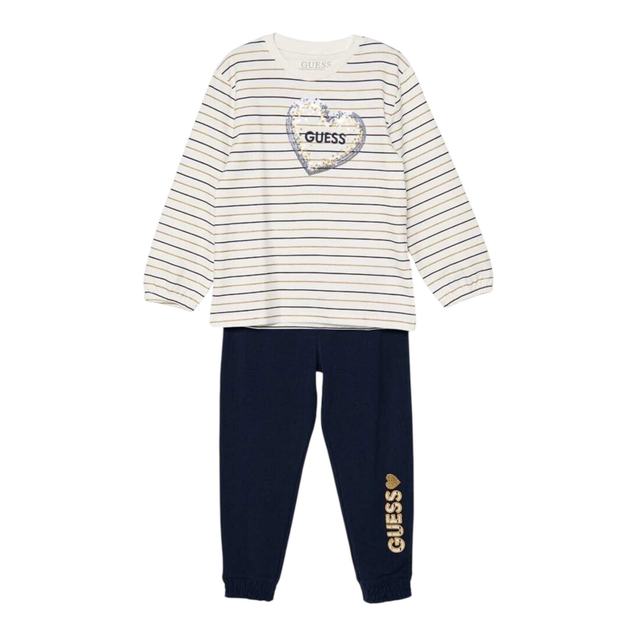 GUESS completo 2 pezzi shirt-pantalone Panna/blu per Bambina K4YG06KN04J PANNA/BLU GUESS 