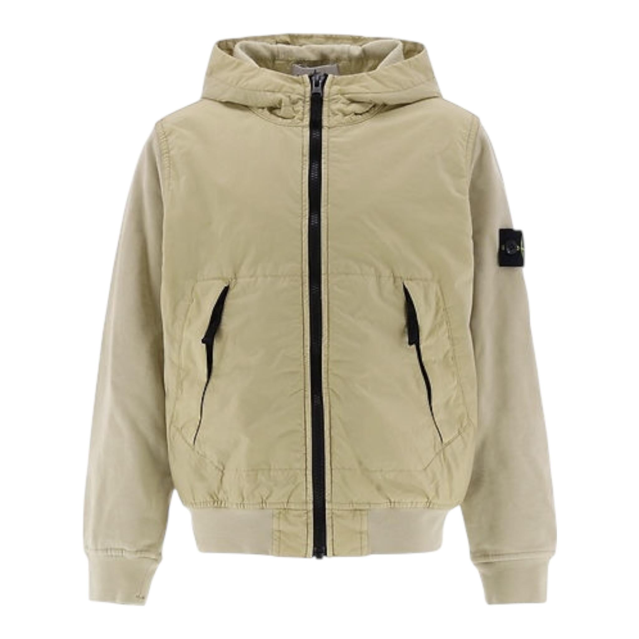 Stone Island Giubbino Tinta Unita con Zip E Cappuccio per Bambino K1S164100010 BEIGE STONE ISLAND 