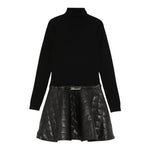 MISS BLUMARINE abito tinta unita con logo Nero per Bambina IF4048E0392 NERO MISS BLUMARINE 