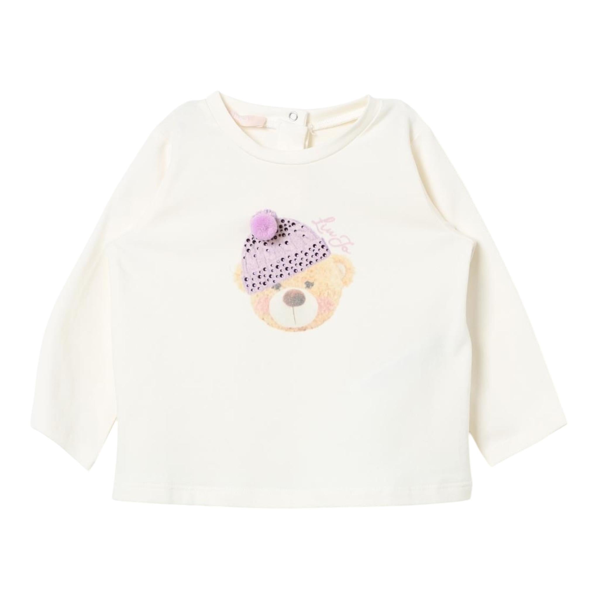 LIU JO shirt girocollo tinta unita con stampa in contrasto Panna per Neonata JF4045 PANNA LIU JO 