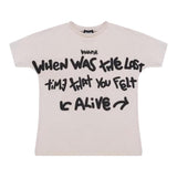 Disclaimer T-Shirt Girocollo Tinta Unita Con Stampa In Contrasto Beige Per Bambino