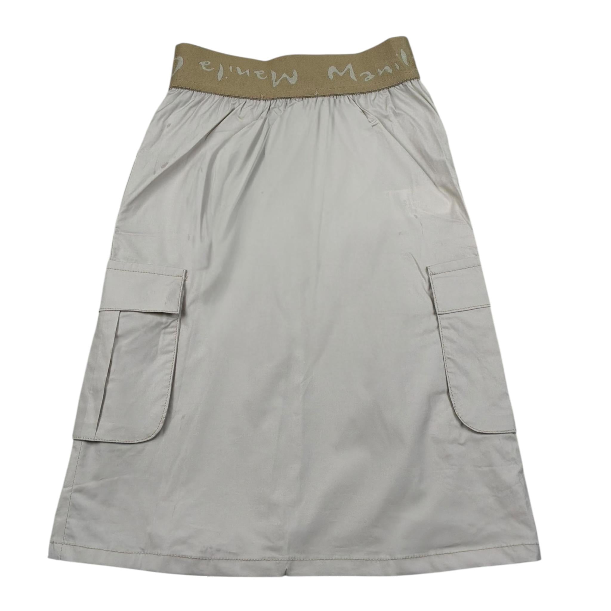 Manila Grace Gonna Tinta Unita con Elastico In Vita Logato per Bambina 307GMBS25 BEIGE MANILA GRACE 