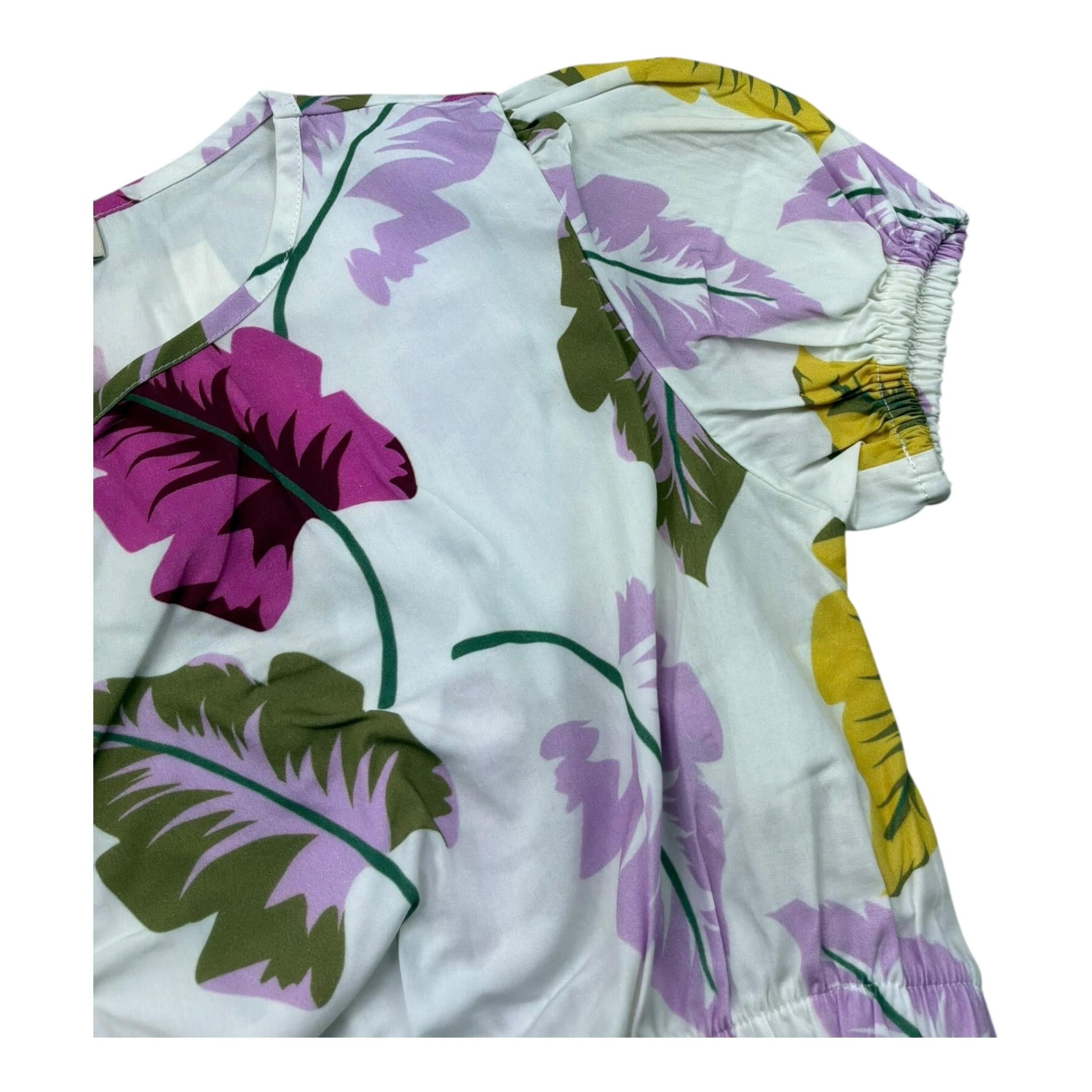 Dixie Top Tinta Unita con Fantasia Fiori per Bambina CC48274G39 BIANCO DIXIE 