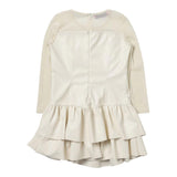 Miss Blumarine Abito Tinta Unita In Ecopelle Con Trasparenze Beige Per Bambina