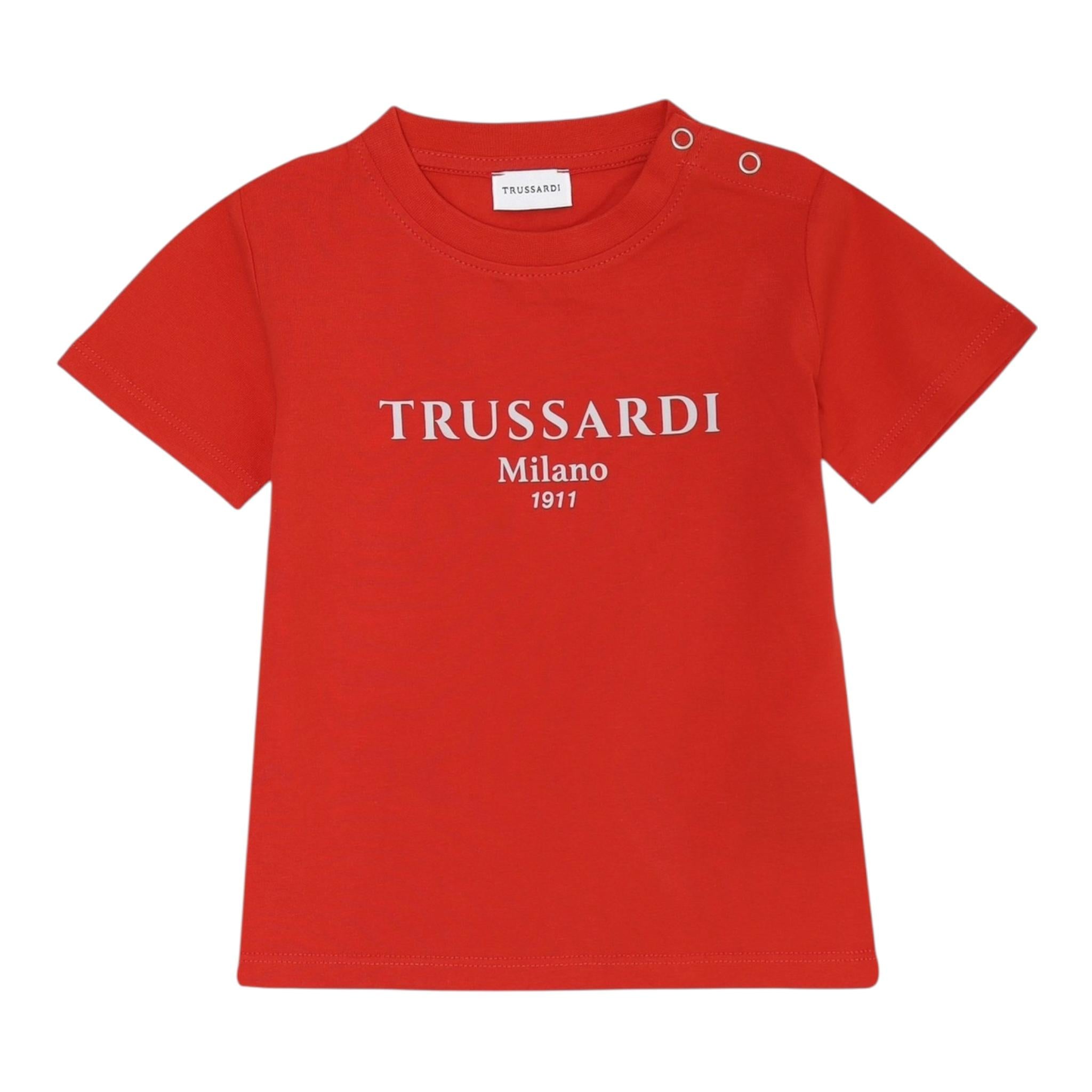 Trussardi T-Shirt Girocollo Tinta Unita con Stampa per Neonato TIP25011TS ROSSO TRUSSARDI 