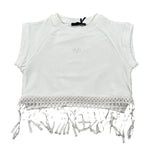 Fun & Fun T-Shirt Girocoll Tinta Unita con Frange per Bambina FNBTS16781 PANNA FUN & FUN 