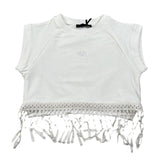 Fun & Fun T-Shirt Girocoll Tinta Unita con Frange per Bambina FNBTS16781 PANNA FUN & FUN 