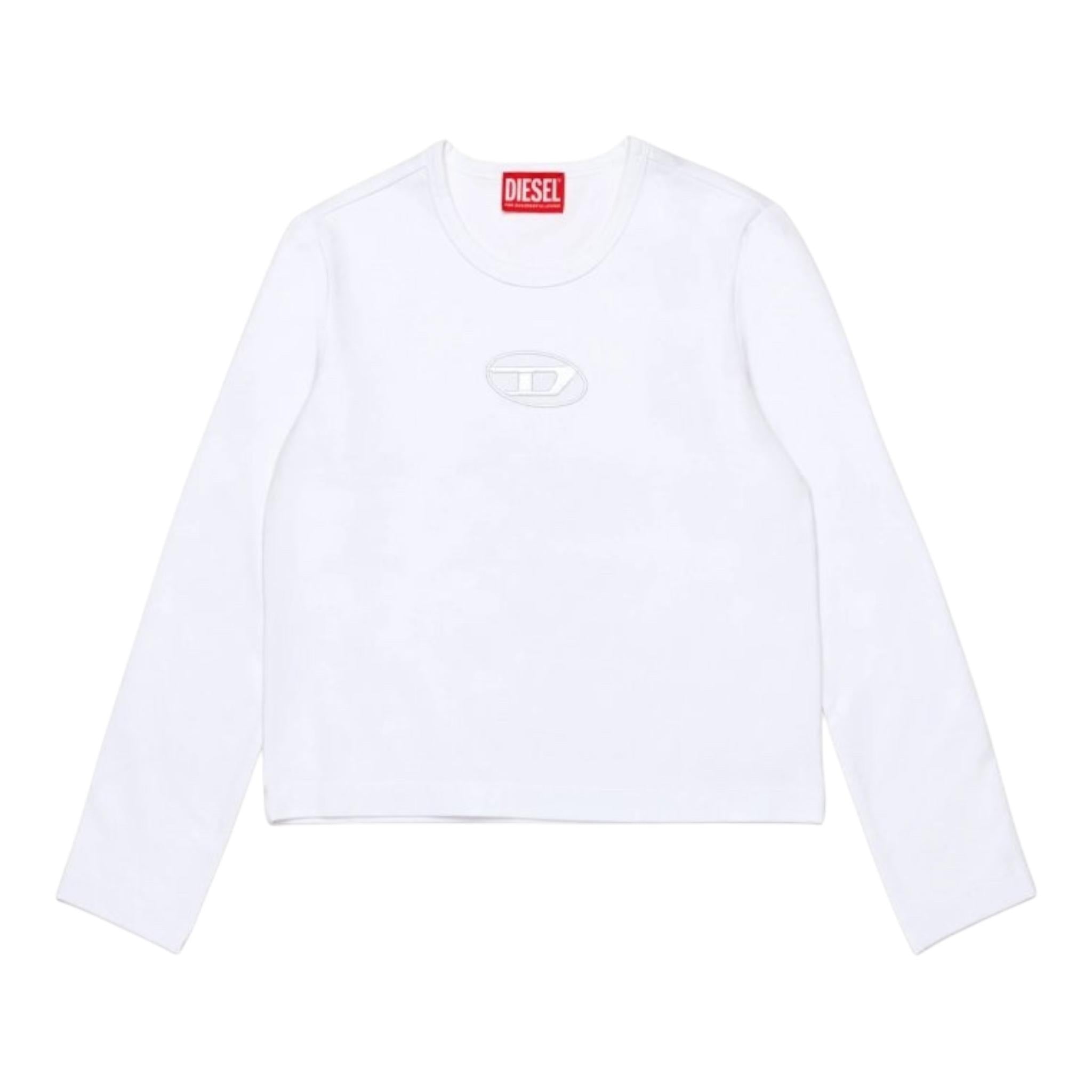 DIESEL shirt girocollo tinta unita con logo Bianco per Bambina J02038X BIANCO DIESEL 